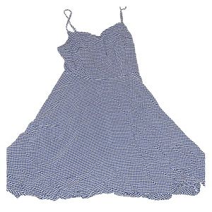 Sleeveless blue and white cute picnic dress